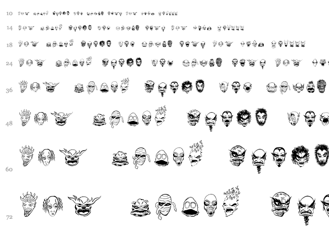 Monsters Among US Dingbats font waterfall
